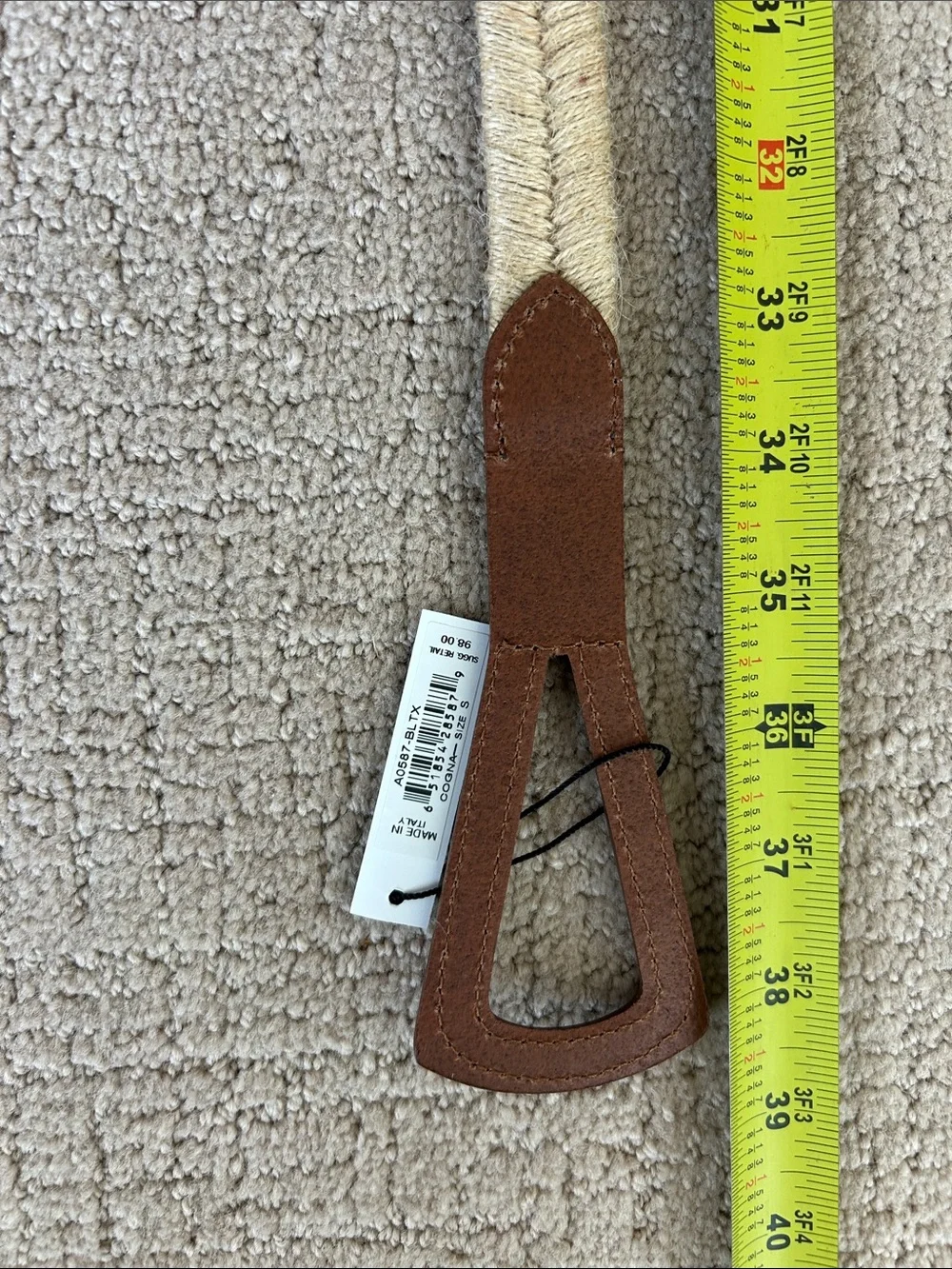 Lafayette 148 New York Natural and Brown Braided Raffia Belt